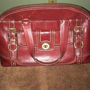 Coach Large Red Leather Satchel Handbag